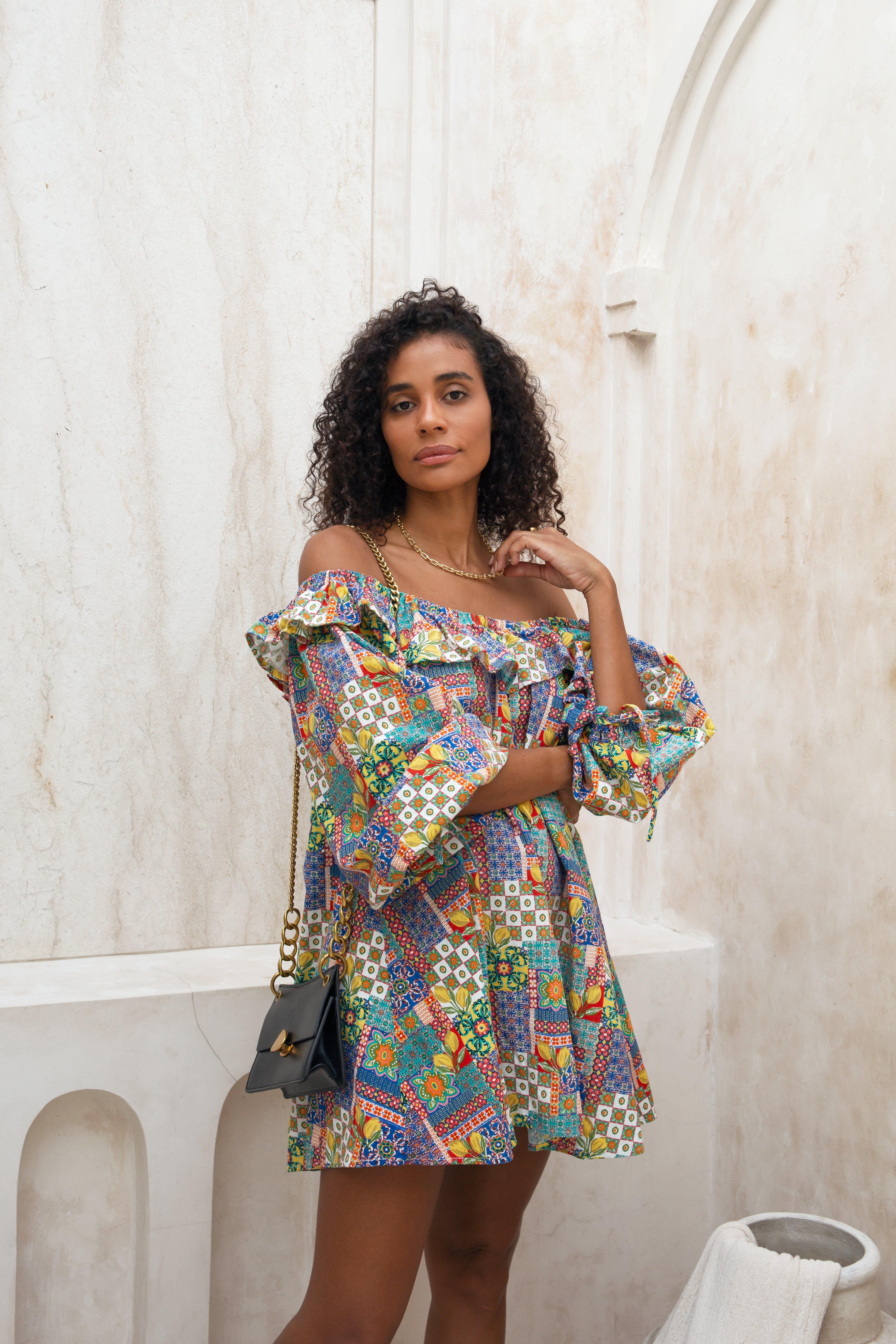 Campari Blu Off Shoulder Mini Dress - Forsoul The Label