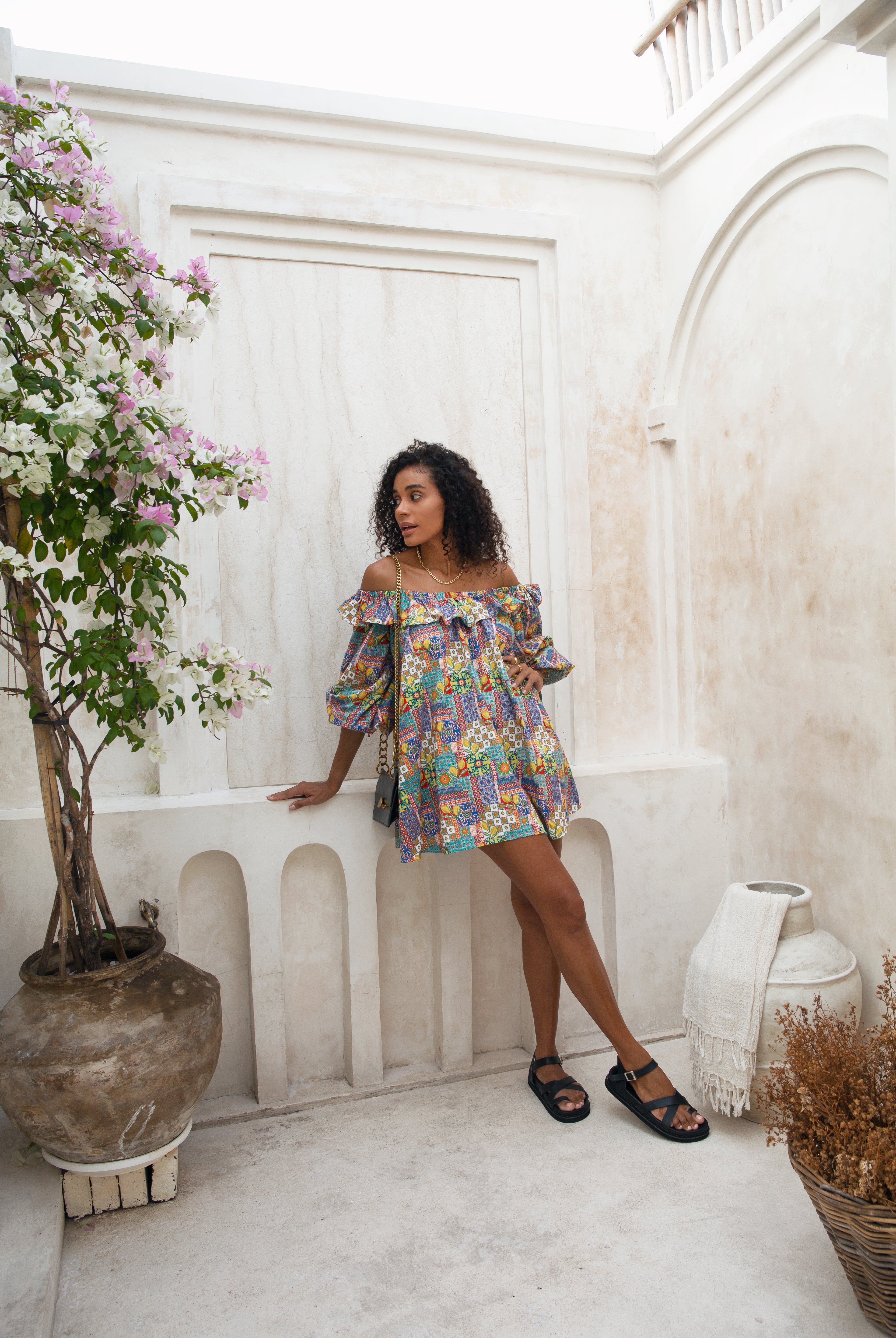 Campari Blu Off Shoulder Mini Dress - Forsoul The Label