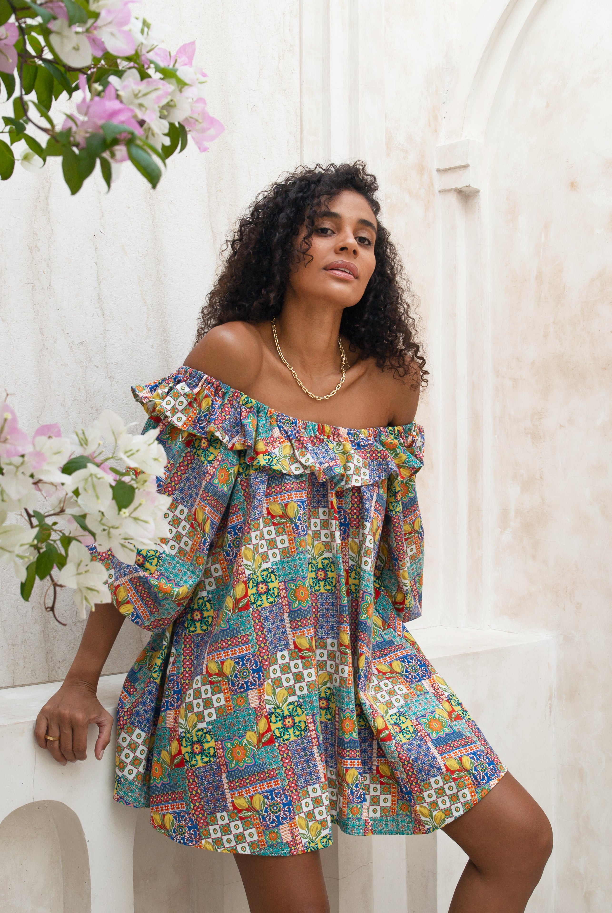 Campari Blu Off Shoulder Mini Dress - Forsoul The Label