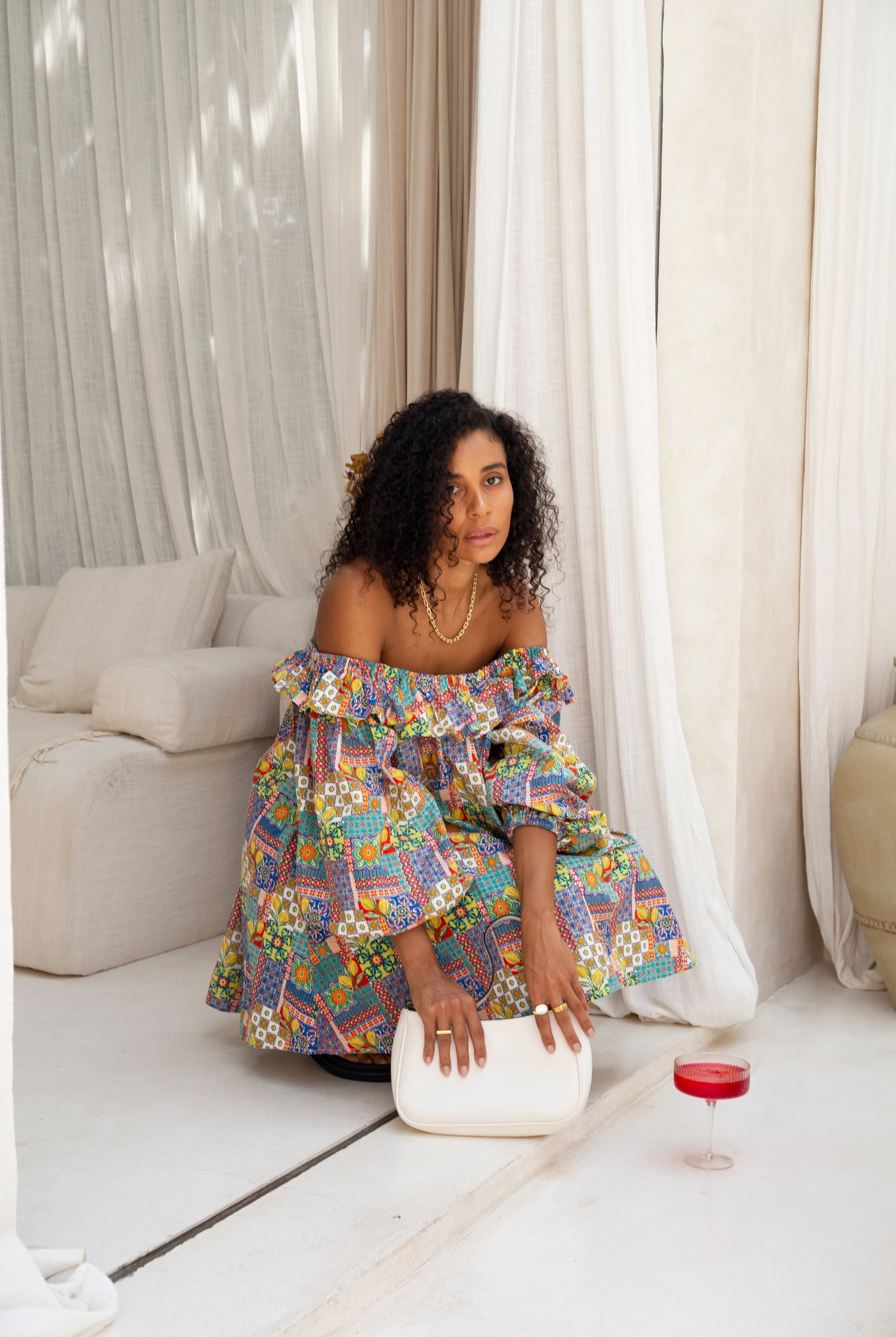 Campari Blu Off Shoulder Mini Dress - Forsoul The Label