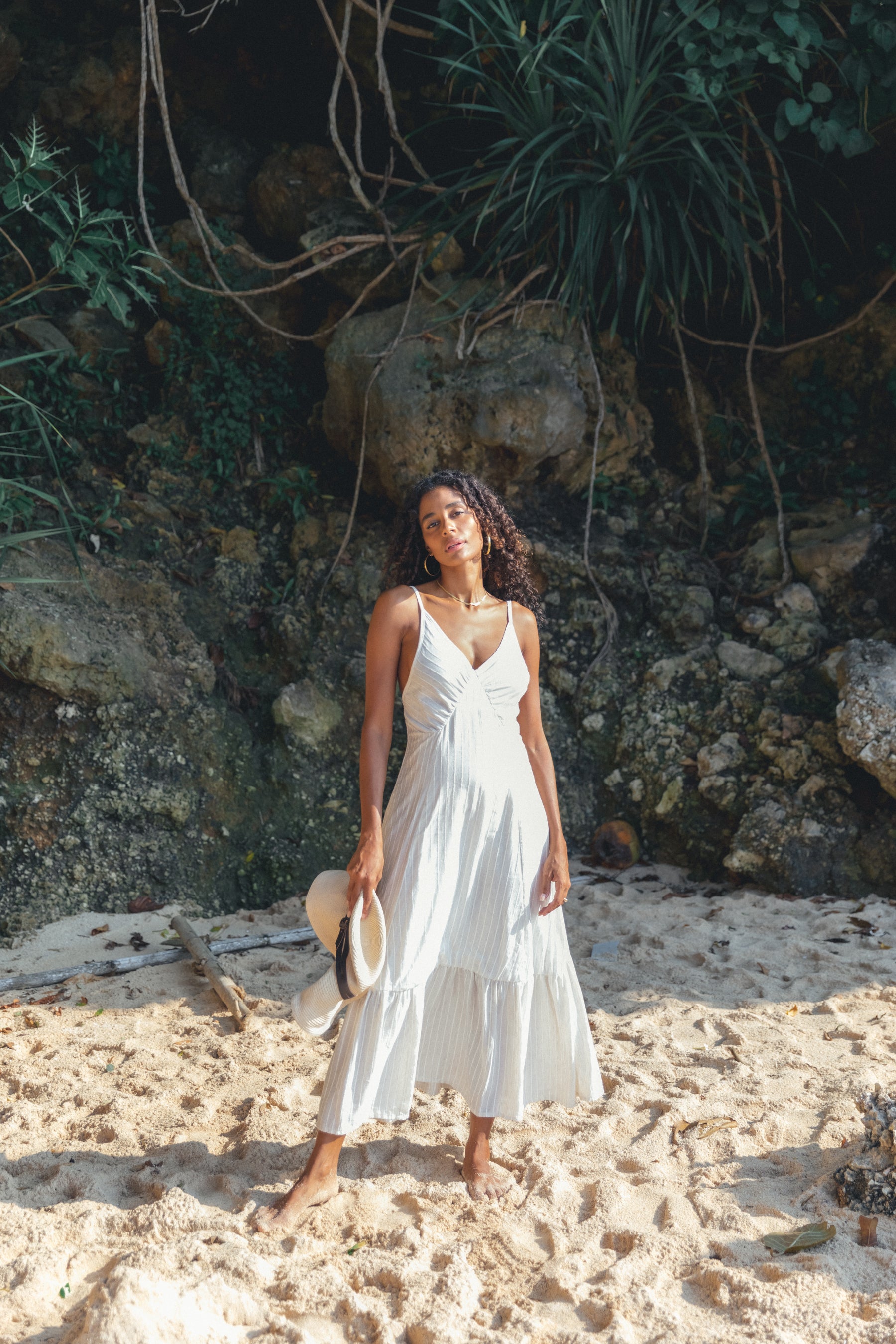 Mariel White Linen Midi Dress - Forsoul The Label