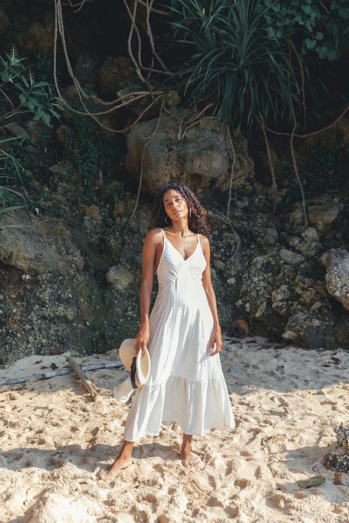 Mariel White Linen Midi Dress - Forsoul The Label