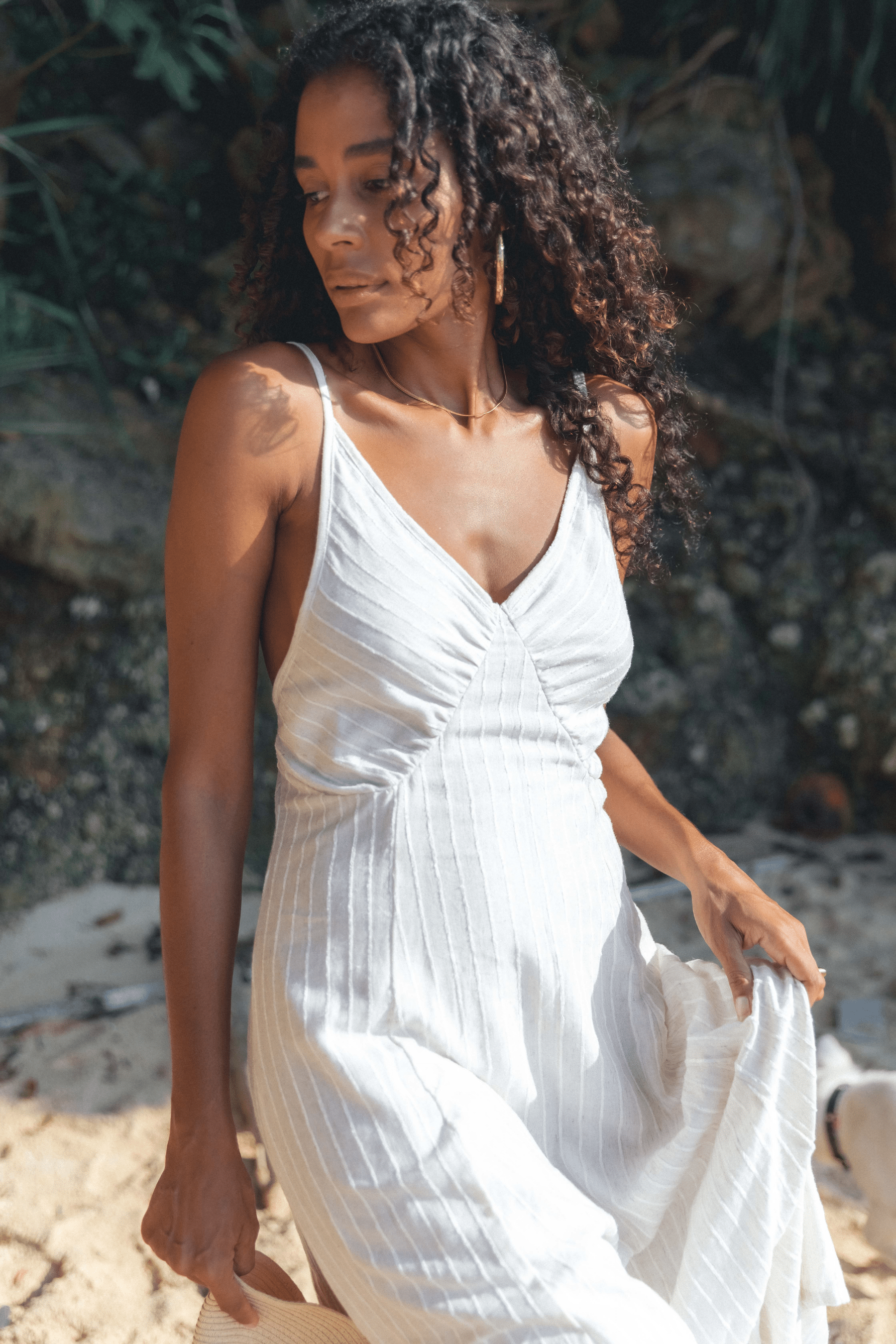 Mariel White Linen Midi Dress - Forsoul The Label